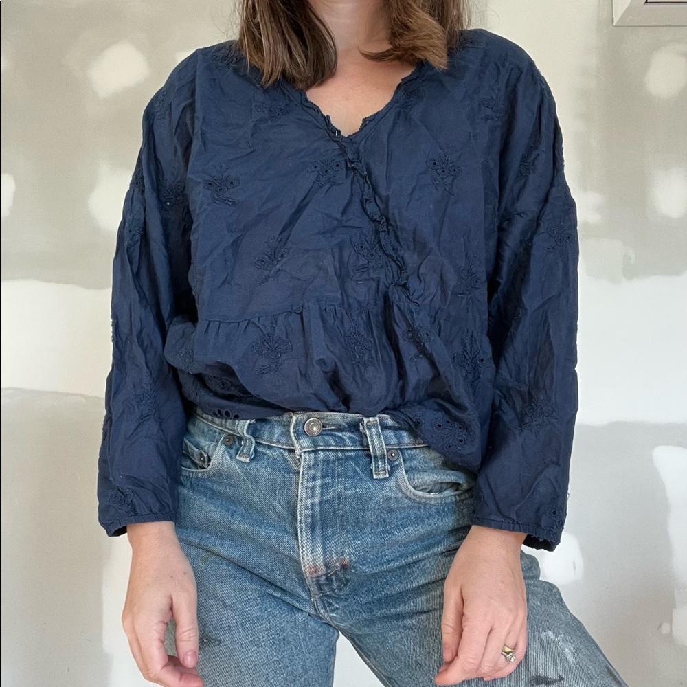 Navy eyelet tunic